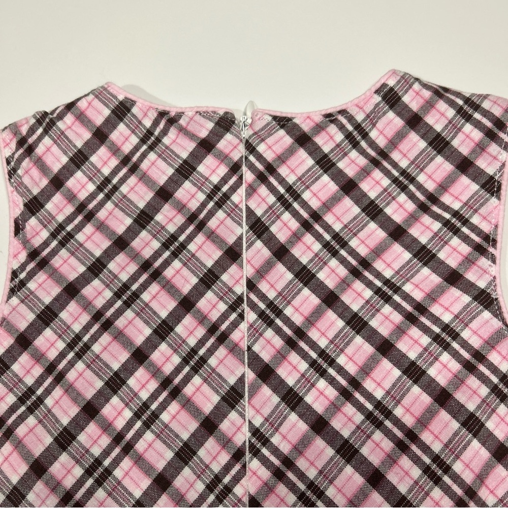 VINTAGE Strasburg Two Piece Dress Girls 18 Months Pink Blouse Pink Brown Plaid - Picture 5 of 13